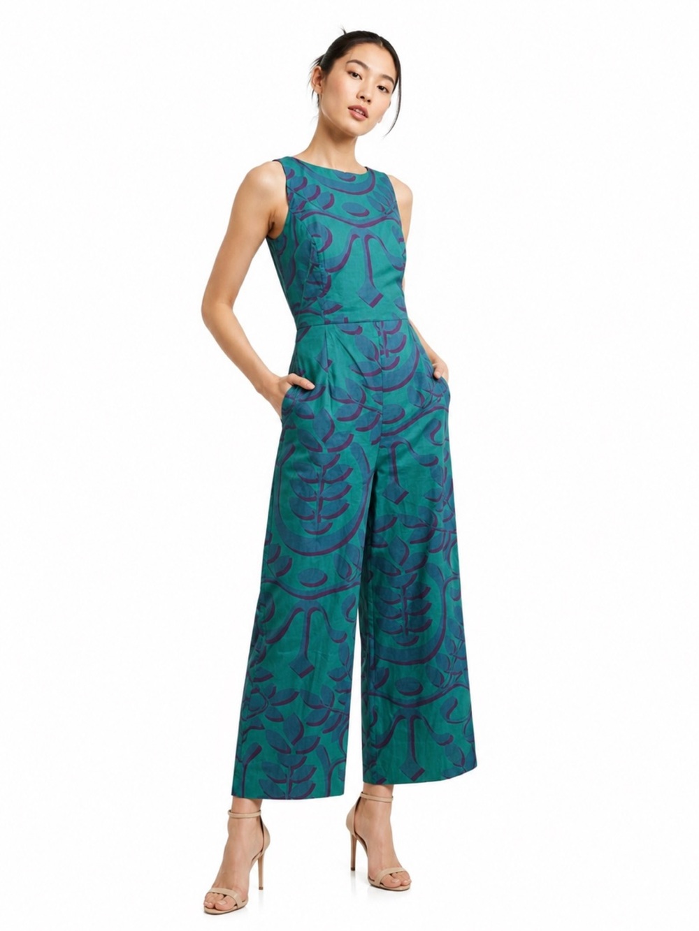 NWT Anthropologie Porridge Corisana Green & Purple Wide-Leg Jumpsuit Sz 10